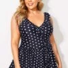 Polka Dots Ruffle V-neck Classic Women Swimdress