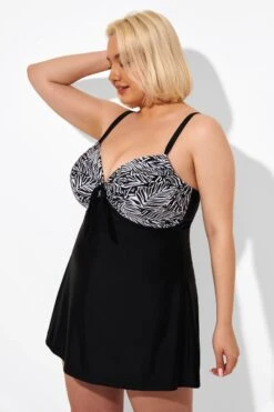Black & White Jungle Tie Front Underwire Swimdress -Sandy Bikinis Shop b sfsd2003121 4