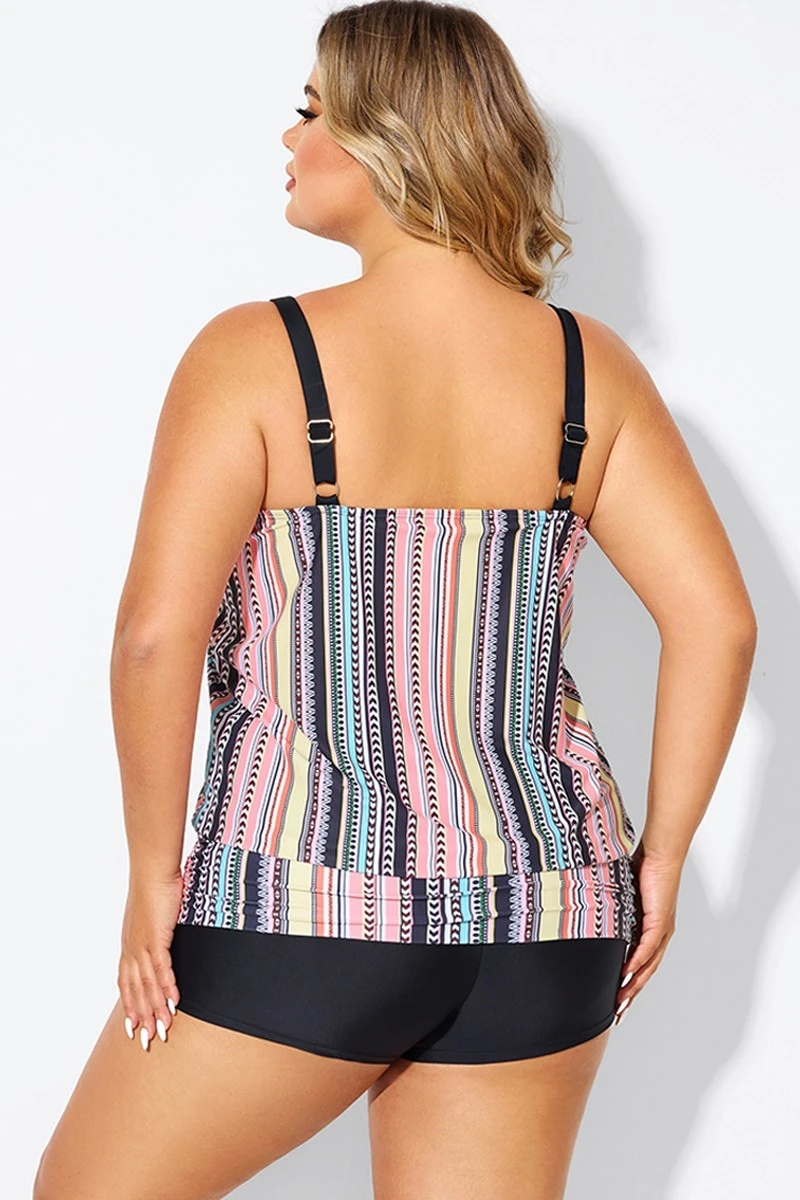 Vintage Multi Color Double Straps Tankini Top 2 Vintage Multi Color Double Straps Tankini Top - Image 2