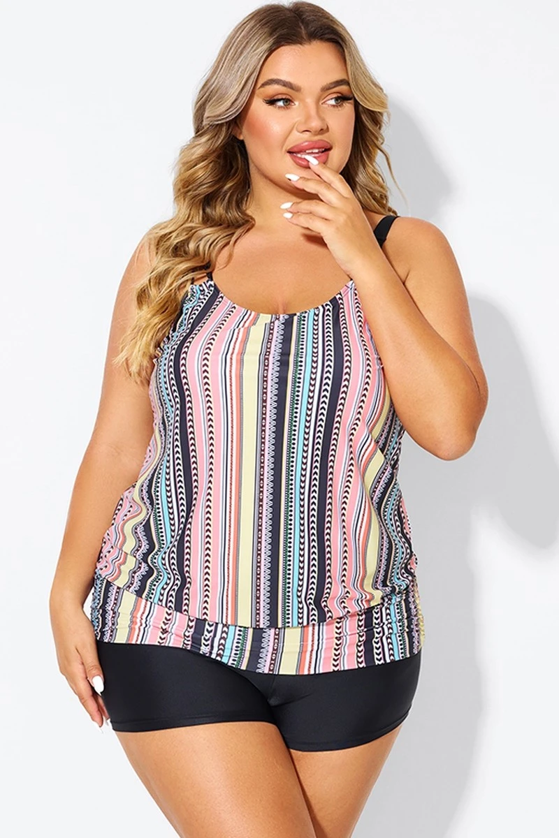 Vintage Multi Color Double Straps Tankini Top 4 Vintage Multi Color Double Straps Tankini Top - Image 4