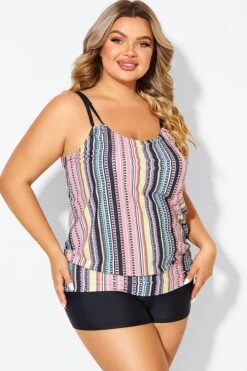 Vintage Multi Color Double Straps Tankini Top 11 Vintage Multi Color Double Straps Tankini Top -Sandy Bikinis Shop b sftan010008 6