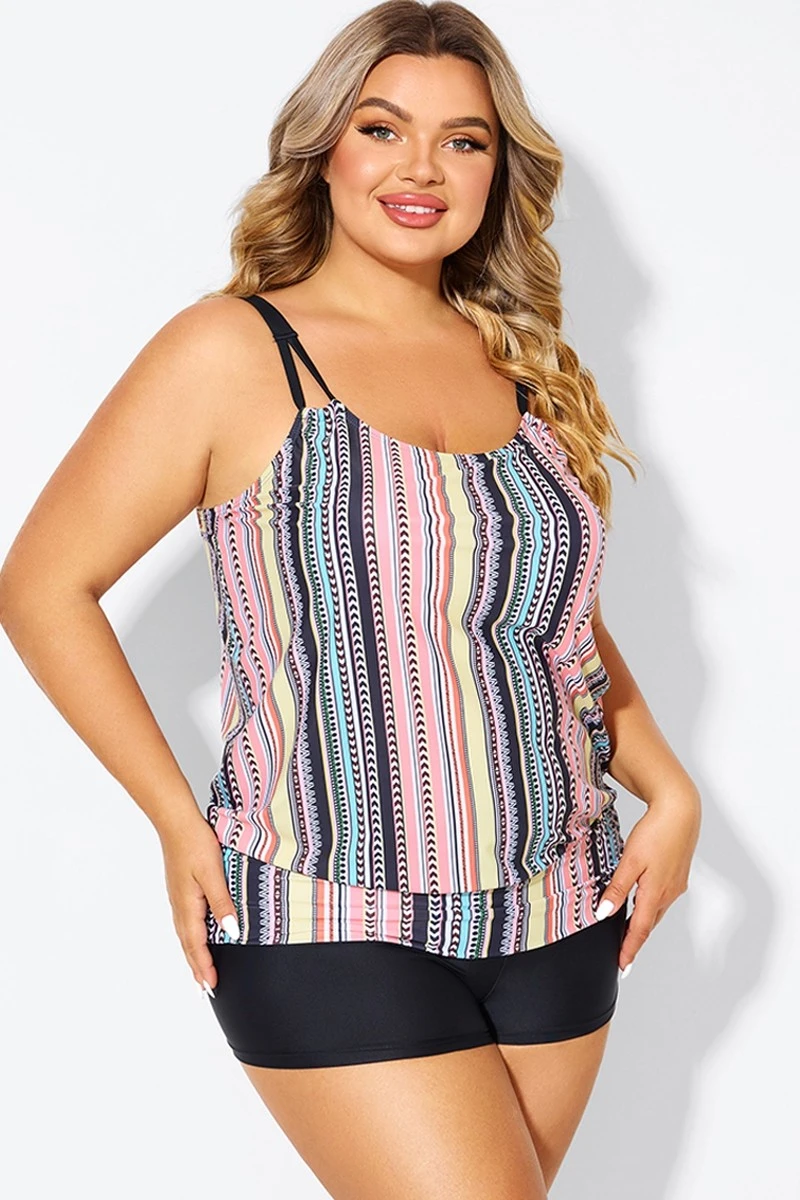 Vintage Multi Color Double Straps Tankini Top 6 Vintage Multi Color Double Straps Tankini Top - Image 6