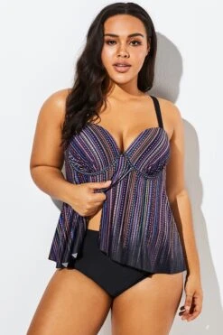 Stripe Flowy Sweetheart Neckline Underwire Tankini Set -Sandy Bikinis Shop b sftan1911025 4