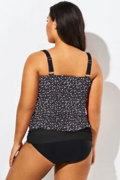 Black White Dot Loop Strap Blouson Tankini Top 10 Black White Dot Loop Strap Blouson Tankini Top -Sandy Bikinis Shop b sftan1911127 55 1