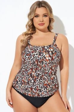 Leopard Print Scoopneck Adjustable StrapsTankini Top -Sandy Bikinis Shop b sftan2003012 5