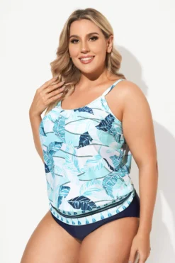 Scoopneck Leaf Print Ropes Blouson Tankini Top 7 Scoopneck Leaf Print Ropes Blouson Tankini Top -Sandy Bikinis Shop b sftan2003050 4