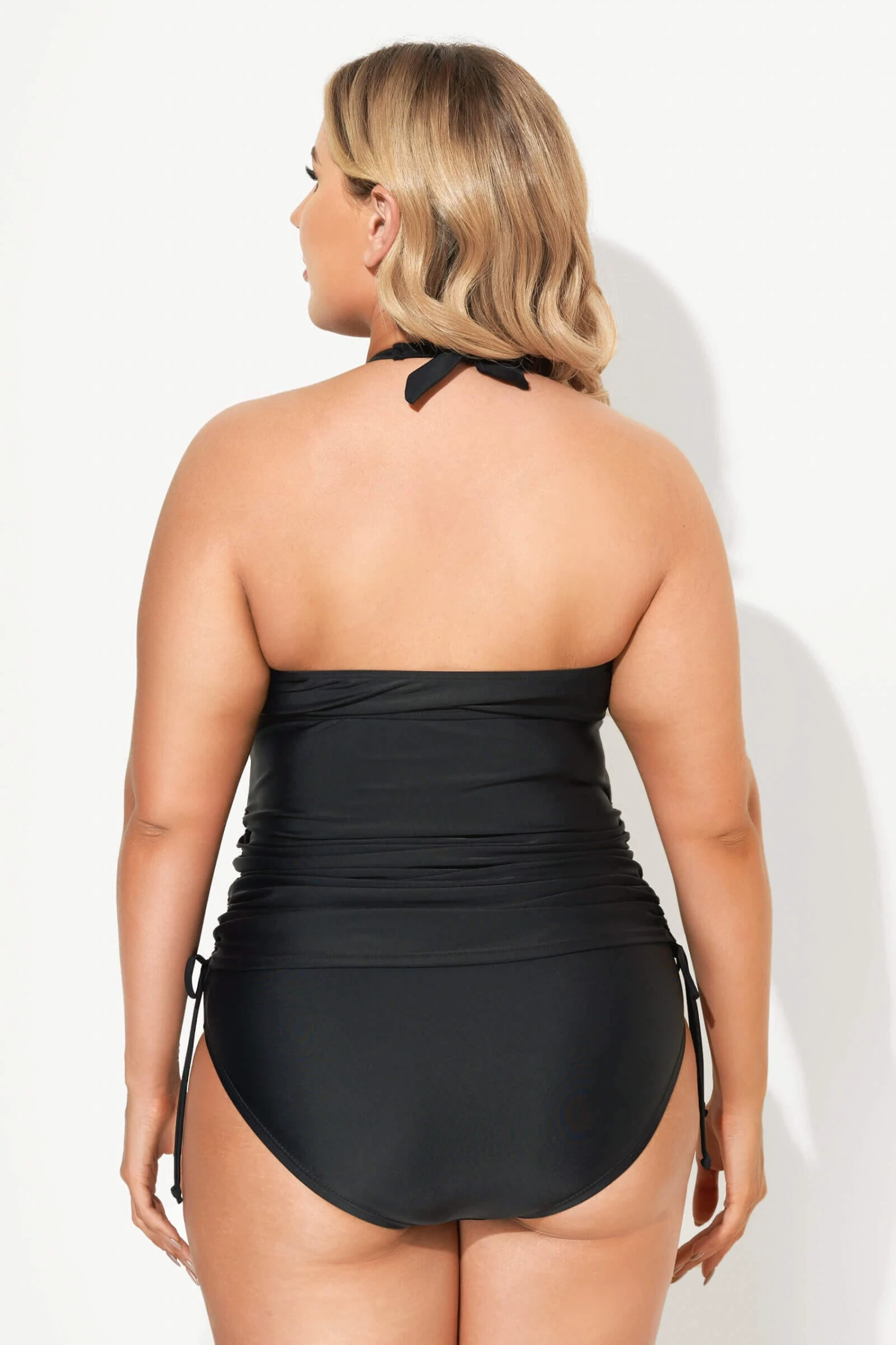 Black Deep V-Neck Self-Tie Plunge Tankini Set 2 Black Deep V-Neck Self-Tie Plunge Tankini Set - Image 2