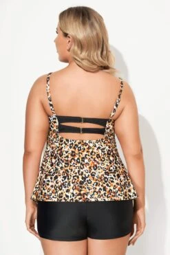 Leopard Printed Faux Flyaway Women Tankini Top -Sandy Bikinis Shop b sftan2003062 2
