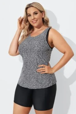 Black Leopard Longer Length Sport Tankini Set -Sandy Bikinis Shop b sftan2003079 3