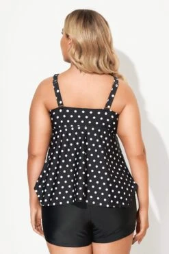 Black Dots Classic Handkerchief-Hem Tankini Top -Sandy Bikinis Shop b sftan2003146 3