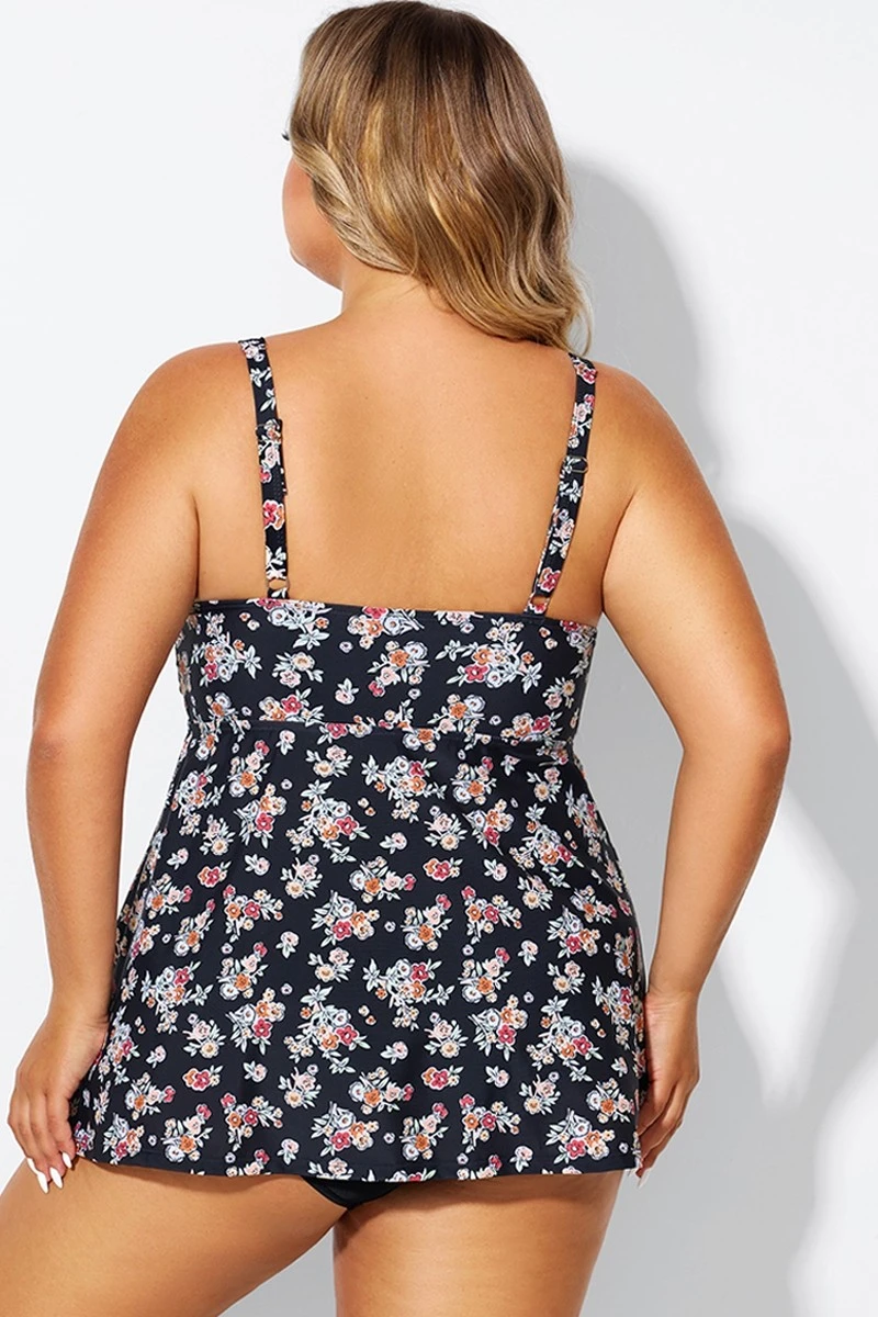 Floral Print V-Neck Adjustable Straps Tankini Top 2 Floral Print V-Neck Adjustable Straps Tankini Top - Image 2
