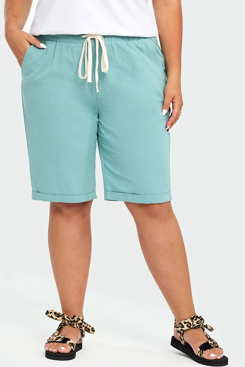 Blue With Pockets Sashes Holiday Loose Shorts 1 Blue With Pockets Sashes Holiday Loose Shorts