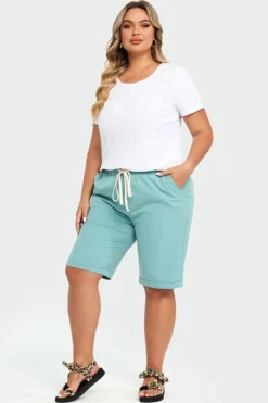 Blue With Pockets Sashes Holiday Loose Shorts 9 Blue With Pockets Sashes Holiday Loose Shorts -Sandy Bikinis Shop c pt001001 4