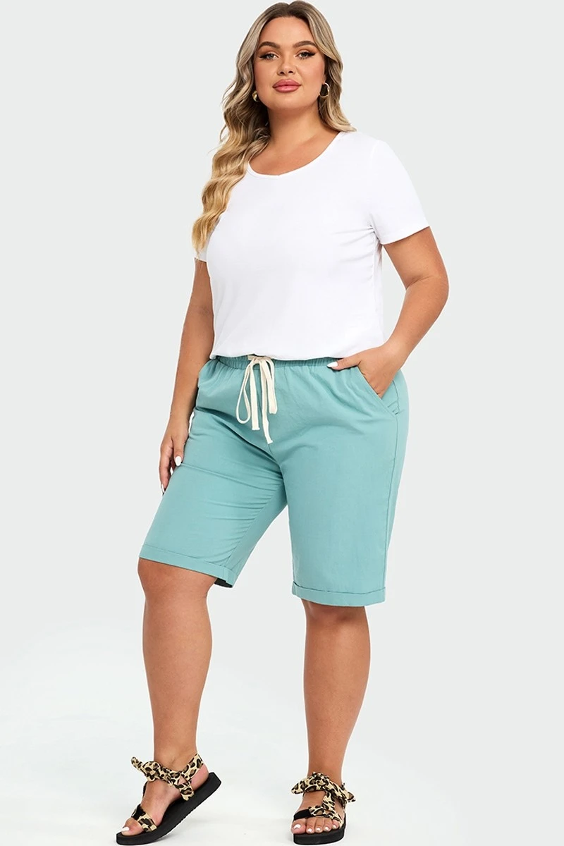 Blue With Pockets Sashes Holiday Loose Shorts 4 Blue With Pockets Sashes Holiday Loose Shorts - Image 4