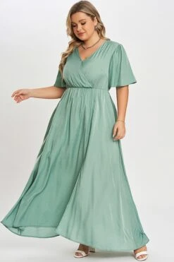 Green Flutter Sleeve Pocket Split Women Maxi Dress 10 Green Flutter Sleeve Pocket Split Women Maxi Dress -Sandy Bikinis Shop c sd001003 5