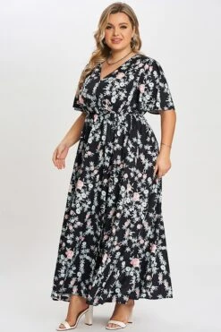 Multicolor Floral Flutter Sleeve Pocket Split Maxi Dress -Sandy Bikinis Shop c sd001004 6