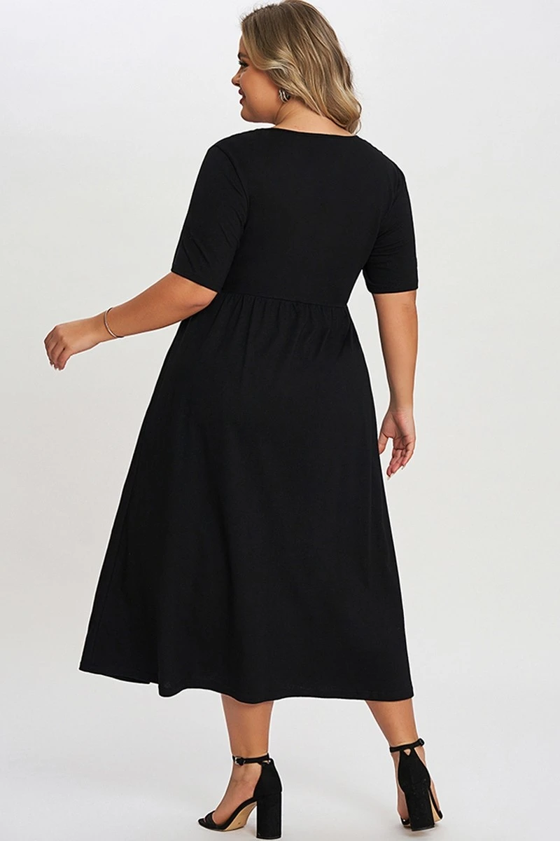 Black Button-Front Essential Side Seam Pockets Dress 2 Black Button-Front Essential Side Seam Pockets Dress - Image 2