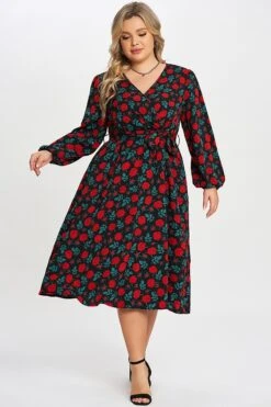Floral Printed Wrap Pocket Lantern Sleeve Belted Dress 8 Floral Printed Wrap Pocket Lantern Sleeve Belted Dress -Sandy Bikinis Shop c sd008001 3