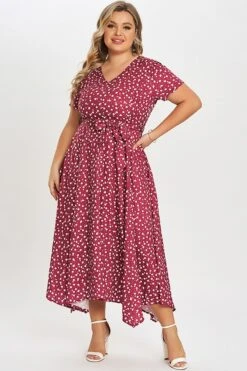 Pretty Print Short-Sleeve Sharkbite Hem Midi Dress -Sandy Bikinis Shop c sd011001 3