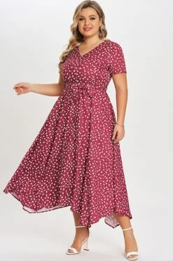 Pretty Print Short-Sleeve Sharkbite Hem Midi Dress -Sandy Bikinis Shop c sd011001 5