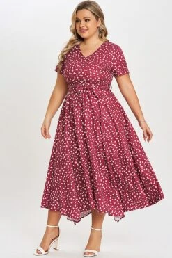 Pretty Print Short-Sleeve Sharkbite Hem Midi Dress -Sandy Bikinis Shop c sd011001 6