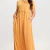 Round Neck Short Sleeve Flowy Maxi Dress