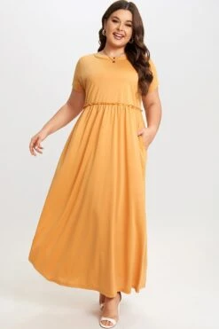 Round Neck Short Sleeve Flowy Maxi Dress -Sandy Bikinis Shop c sd015001 3