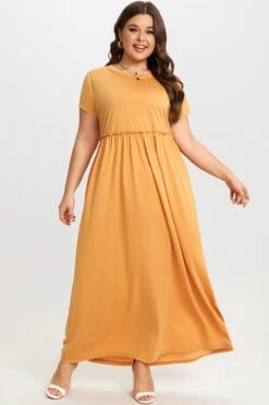 Round Neck Short Sleeve Flowy Maxi Dress -Sandy Bikinis Shop c sd015001 4