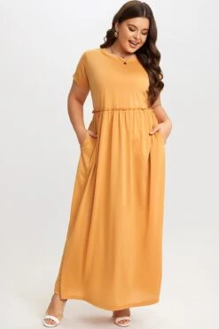 Round Neck Short Sleeve Flowy Maxi Dress -Sandy Bikinis Shop c sd015001 5