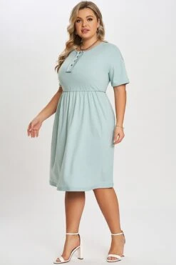 Functioning Buttons Round Neck Babydoll T-shirt Dress 10 Functioning Buttons Round Neck Babydoll T-shirt Dress -Sandy Bikinis Shop c sd016001 5