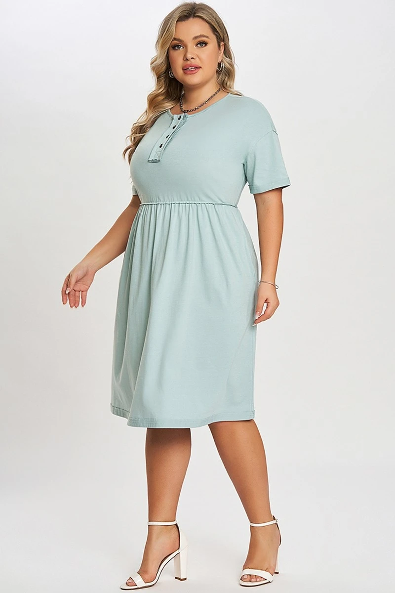 Functioning Buttons Round Neck Babydoll T-shirt Dress 5 Functioning Buttons Round Neck Babydoll T-shirt Dress - Image 5