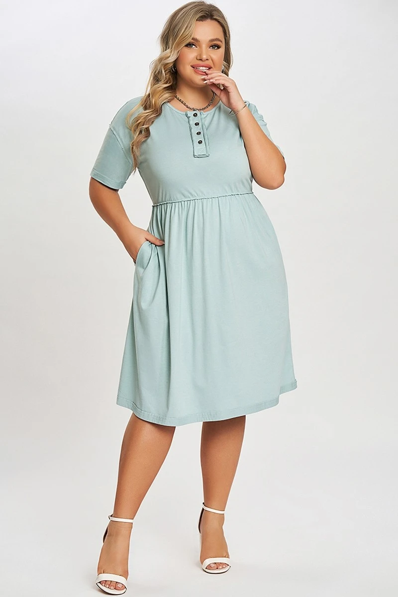 Functioning Buttons Round Neck Babydoll T-shirt Dress 6 Functioning Buttons Round Neck Babydoll T-shirt Dress - Image 6