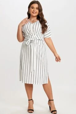 Black & White Stripe V Neck Wrap Around Dress 10 Black & White Stripe V Neck Wrap Around Dress -Sandy Bikinis Shop c sd019001 5