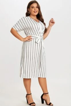 Black & White Stripe V Neck Wrap Around Dress 11 Black & White Stripe V Neck Wrap Around Dress -Sandy Bikinis Shop c sd019001 6
