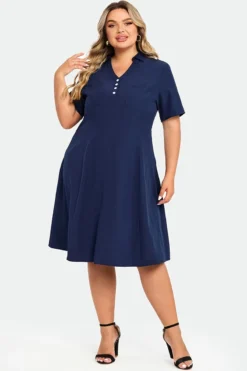 Navy Polo Short Sleeves Front Pockets Dress -Sandy Bikinis Shop c sd024001 4