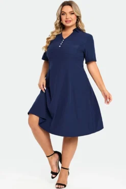 Navy Polo Short Sleeves Front Pockets Dress -Sandy Bikinis Shop c sd024001 5