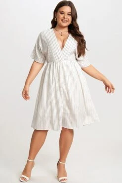 Striped V-Neck Dolman-Sleeve Women Mini Dress -Sandy Bikinis Shop c sd028001 3