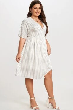 Striped V-Neck Dolman-Sleeve Women Mini Dress -Sandy Bikinis Shop c sd028001 6