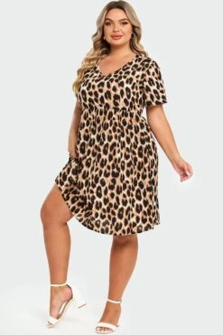 V-Neck Leopard Print Flutter Sleeve Midi Dress 11 V-Neck Leopard Print Flutter Sleeve Midi Dress -Sandy Bikinis Shop c sd028002 6