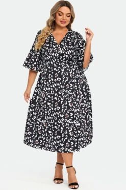 Animal Print Wrap Tie Side Women Midi Dress -Sandy Bikinis Shop c sd030001 3