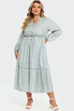 Dot Print Button Tie Waist Ruffled Hem Dress 8 Dot Print Button Tie Waist Ruffled Hem Dress -Sandy Bikinis Shop c sd031001 3