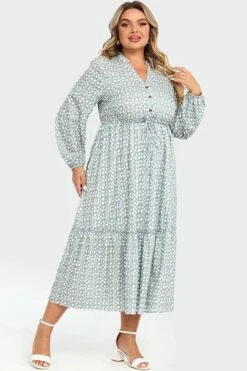 Dot Print Button Tie Waist Ruffled Hem Dress 10 Dot Print Button Tie Waist Ruffled Hem Dress -Sandy Bikinis Shop c sd031001 5