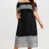 Black Leopard Off The Shoulder Maxi Dress