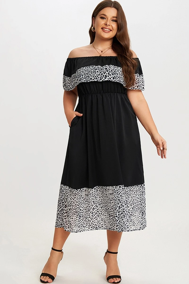 Black Leopard Off The Shoulder Maxi Dress 1 Black Leopard Off The Shoulder Maxi Dress