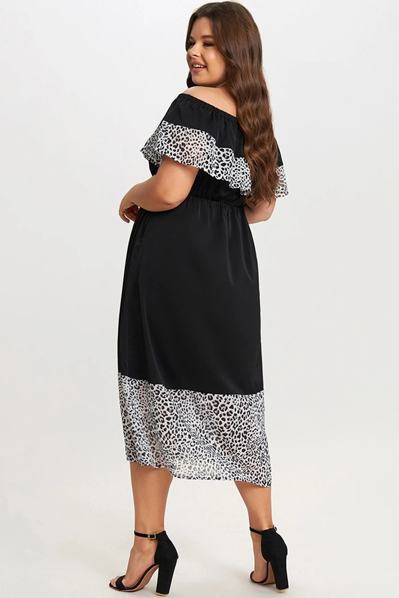 Black Leopard Off The Shoulder Maxi Dress 2 Black Leopard Off The Shoulder Maxi Dress - Image 2