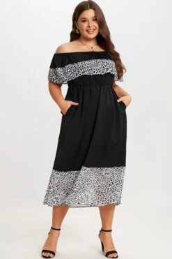 Black Leopard Off The Shoulder Maxi Dress 9 Black Leopard Off The Shoulder Maxi Dress -Sandy Bikinis Shop c sd032001 4