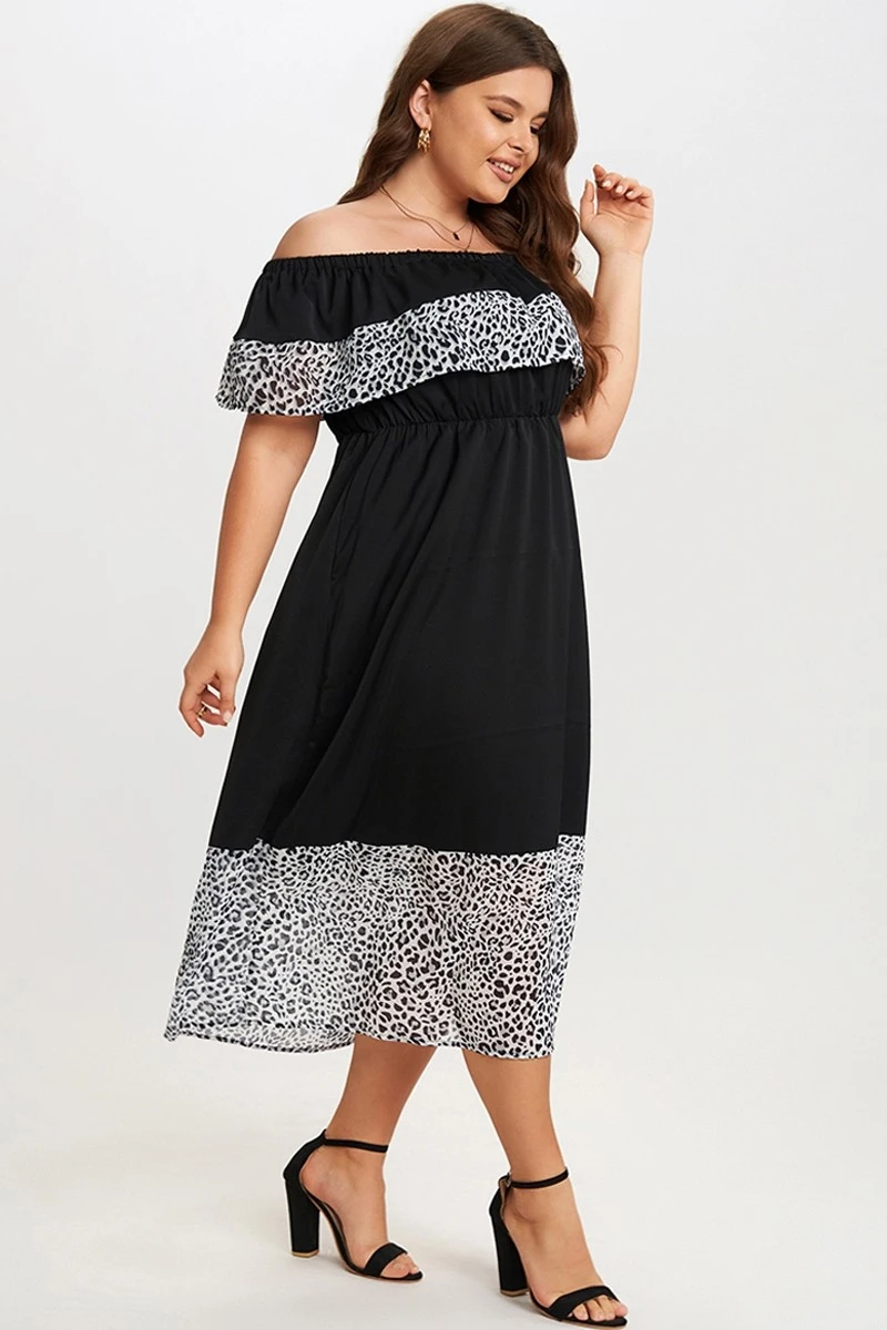 Black Leopard Off The Shoulder Maxi Dress 6 Black Leopard Off The Shoulder Maxi Dress - Image 6