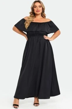 Plus Size Black Off The Shoulder Maxi Dress -Sandy Bikinis Shop c sd032002 3