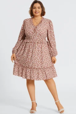 Pink Short Sleeve Peplum V Neck Midi Dress -Sandy Bikinis Shop c sd035001 4