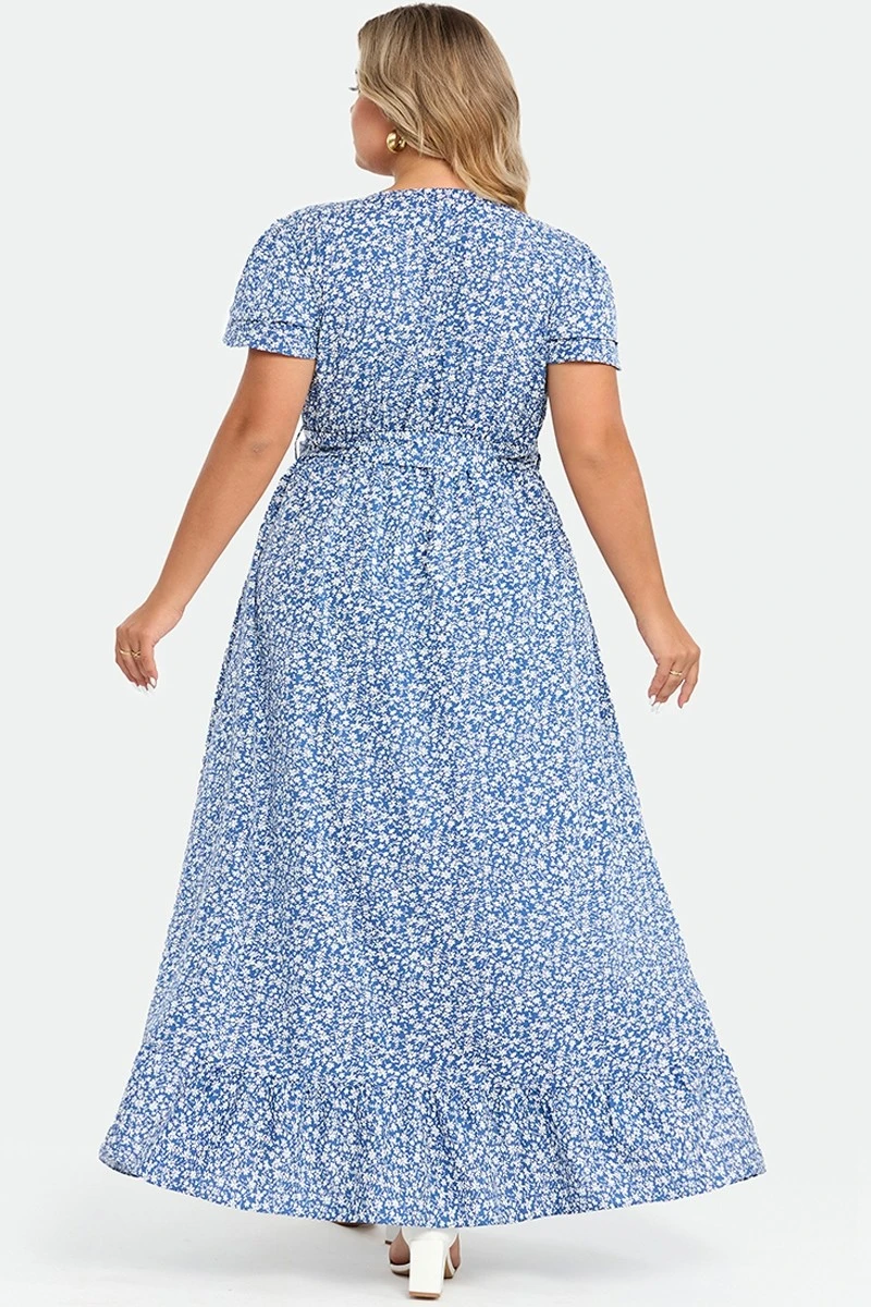 Plus Size Floral Flutter Sleeve Ruffle Belted Maxi Dress 2 Plus Size Floral Flutter Sleeve Ruffle Belted Maxi Dress - Image 2